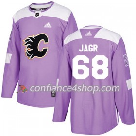 Adidas Maillot de Hockey Calgary Flames Jaromir Jagr 68 2017-2018 Violet Fights Cancer Practice Authentic - Homme
